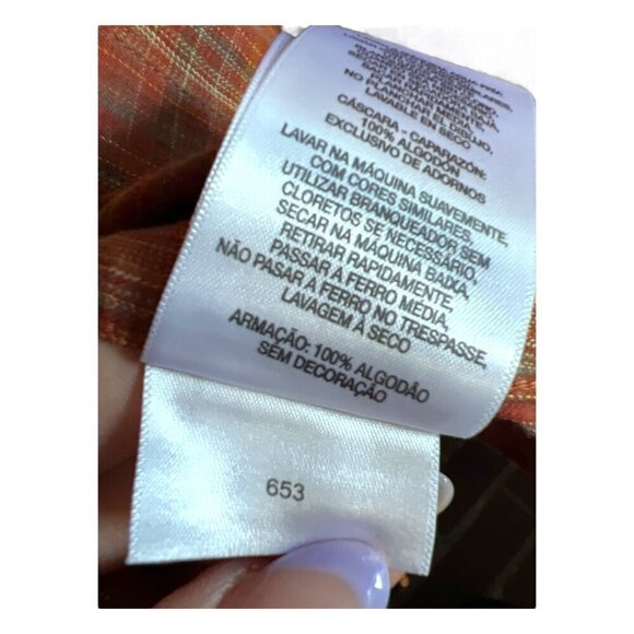 Columbia Men's Light Orange Plaid Long Sleeve Lightweight Button Down Shirt Sz L - Picture 7 of 7